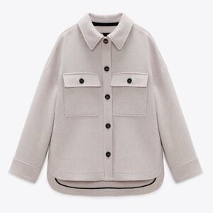 Zara Manteco Oversized Wool Blend Overshirt Jacket